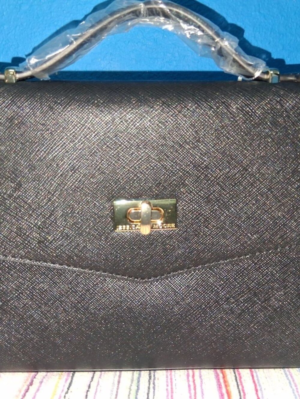 Nwt Jessica MOORE POSH crossbody Handbag Purse Black Gold Tote